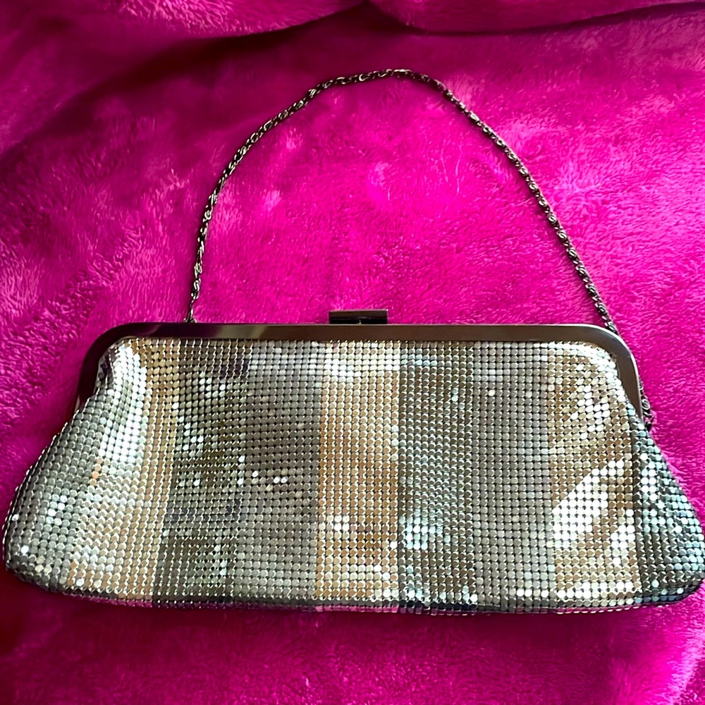 Metallic silver evening bag